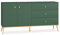 Konsimo Kommode ARICIA 160x85x40 cm - Modern Kommode mit Schubladen und Regale - Elegant Sideboard auf hohen Beinen fur Wohnzimmer und Schlafzimmer - Grün/Gold