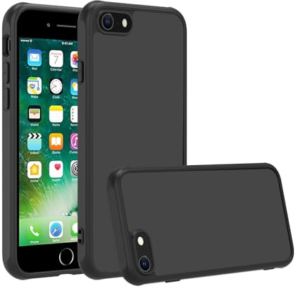EUMADOVE für iPhone 6S Hülle Stoßfest Militärstandard FallSchutz Handyhülle, Mattierte Durchscheinende Rückseite Schutzhülle, Anti-Fingerabdruck (Schwarz, iPhone 6S)