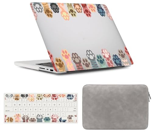 FFBOFFC Cover Compatible with MacBook Air 15 Inch Case 2024 2023 Release A3114 A2941 with Liquid Retina Display & Touch ID, Plastic Shell Hard Case Cover & Sleeve & Keyboard Skin, Cat Footprints
