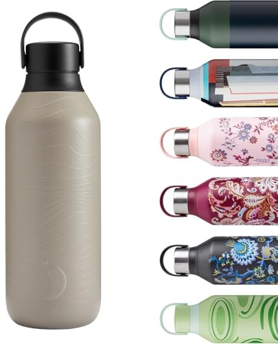 Chilly's Series 2 Water Bottle - Vacuum Insulated Stainless Steel Water Bottle with Soft Collar & Carry Loop, Thermal Flask For Hot & Cold Drinks - Leak Proof, No Sweat - Strata, 500ml