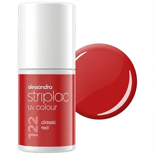 alessandro Striplac Peel-Off UV Gel Nagellack, Classic Red, 6,5ml | Hochpigmentierter UV Gel Nagellack, bis zu 15 Tage Halt, kratzfest, acetonfrei & abziehbar, HEMA-frei & vegan