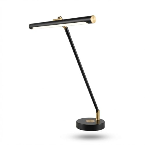 Infitronic IN78LEDKLGB1 LED Design-Klavierleuchte/Schreibtischlampe Schwarz/Bronze, 78 LEDs, CRI>90, 3000-6500K dimmbar, 10W Wireless Charging & USB, für Klavier & Büro