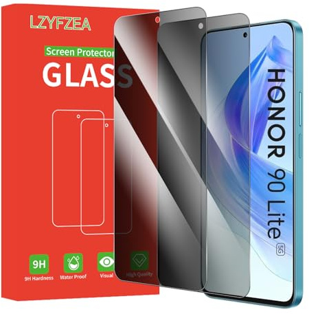 LZYFZEA 2 unidades, protector de pantalla de privacidad para Honor 90 Lite, cristal blindado de privacidad, antispasado, dureza 9H, sin burbujas, protector de pantalla de vidrio templado, antiarañazos