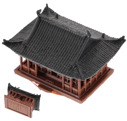 HOMOBABE Zen Garten Miniatur Kleine Aquarium Tempel aus Kunststoff mit Chinesischem Zen Stil für Desktop Microlandschaften und Ruhige Dekoration