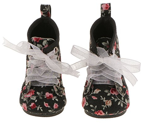 P Prettyia Mode Puppen Schuhe, Winterstiefel, Stiefel Für 18 Zoll Puppen Winter Kostüm Zubehör - schwarz 02, 7cm