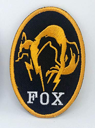 GK Metal Gear Solid Kojima Foxhound Fox Hound Aufnäher zum Aufbügeln, bestickt, gelber Rand