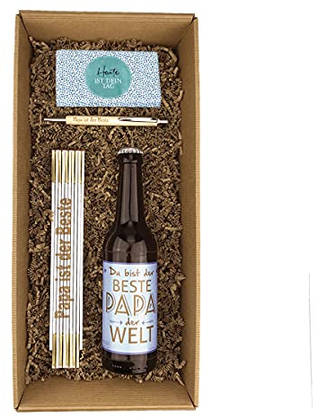 Geschenkbox Vatertag - Bier - Kulli - Zollstockbeschriftung wählbar - Geburtstag - Papa - Mann - Schokolade - inkl. Geschenkverpackung, Zollstöcke:ICH Chef - DU NIX