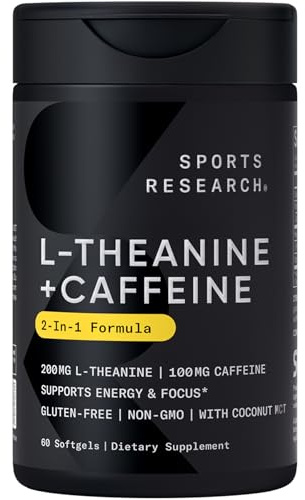 Sports Research® L-Theanine + Caffeine Nootropic Supplement - 60 Softgels