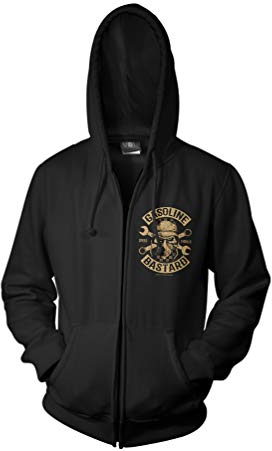 Gasoline Bastard Biker Herren Zipped Hoodie, Kapuzenpullover, Jacke, Sweater von Rock-IT Apparel, Biker Jacke XX-Large Schwarz