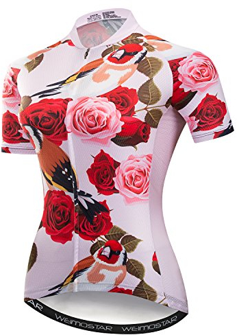 Mountainbike Jersey Damen, Damen Radtrikot Biking Shirt Jacke Tops, bequem, schnell trocknend, Rose, XX-Large