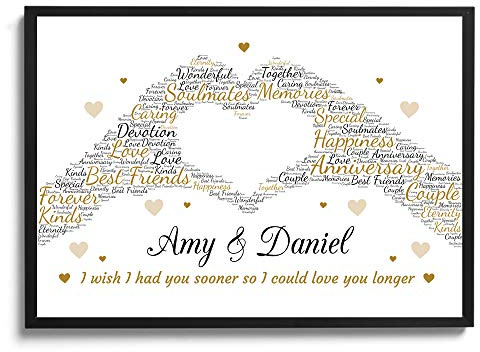 RED OCEAN Personalised Word Art Wedding Anniversary Print Frame Gift For Him Her Couples