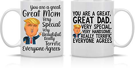 CBT Mugs - Juego de tazas de café de cerámica de 325 ml para parejas, regalo de aniversario para él y ella, bonitos regalos para parejas republicanas de Trump 2020, taza de oficina divertida
