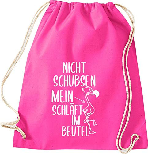 Shirtinstyle Turnbeutel, Nicht Schubsen Mein Flamingo Schläft Im Beutel, Farbe Pink