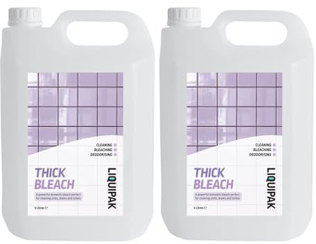 Liquipak Thick Bleach 2x5 L – Extra Strong Toilet Cleaner, Professional Household Use, Limescale Remover, Bathroom and Kitchen Cleaning Solution, Professional Strength 10 Litre Bottle