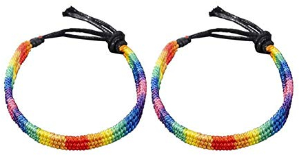 Zhenwo Gay Pride Armband LGBT Regenbogen Armband Rainbow Freundschaftsarmband Handmade Regenbogen Stoffband Schmuck,2pcs