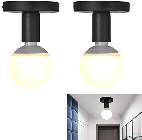 E27 Douille d'Ampoule en Métal E27 Douille de Lampe Support Base pour Lampe Support Douille E27 Murale Plafonnier Lampe de plafond pour Plafond Couloir Chambre Café Salon Bar 2 Pièces, Noir