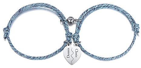 JSDDE Magnet Pärchen Armband mit Personalisierte Gravur Geflochtene Charms Paar Armbänder Partnerarmbänder Freundschaftsarmband für Liebhaber Schwestern Freunde (Puzzle)
