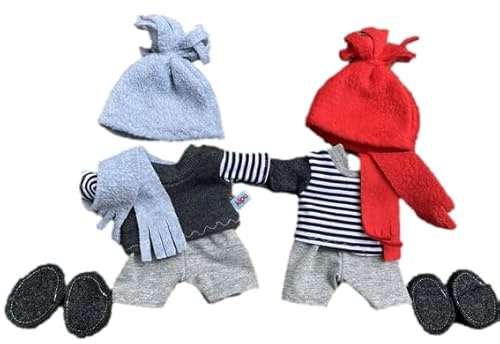 Puppenkleidung Handmade passend für Plüsch Äffchen Gr. 20 cm Bekleidung Winterset 5-teilig mit Schühchen + Schal Kleidung Kleidung süsser Junge NEU