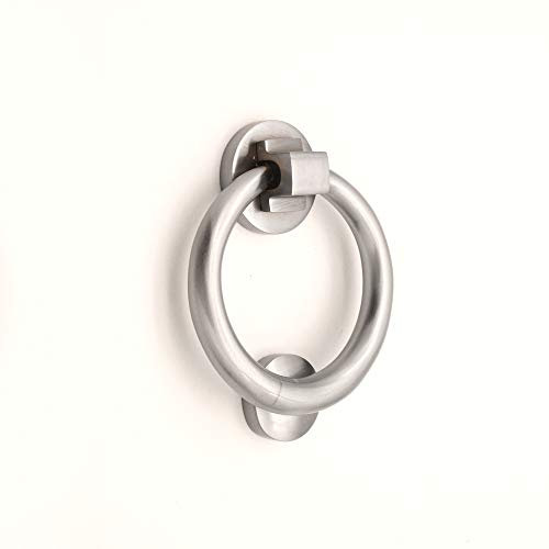 Infinity Decor Solid Brass 110mm Ring Door Knocker in Satin Chrome Finish – Premium Quality Hand Door Knocker for Entrance Front Door Furniture