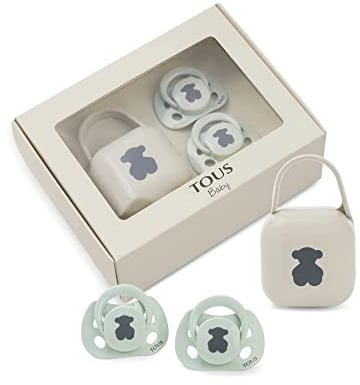 TOUS BABY - Set 2 chupetes y portachupetes Baby TOUS. Chupetes fisiológicos para tu bebé (0-6M) (VERDE)