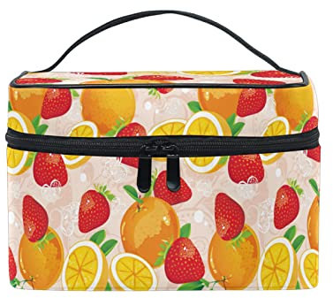 Regalo Bambino Arancia Limone Frutta Beauty Case da Viaggio Donna Cosmetici Borsa Trucchi Make up Trucco Borse Makeup Organizzatore Ragazza