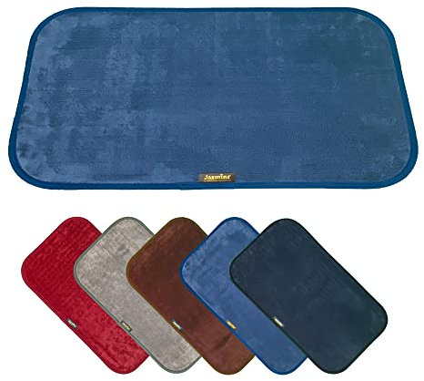 JASMINE IL TAPPETO MAGICO Assorbente Antiscivolo per Bagno, Doccia e Cucina in morbida Microfibra ideale anche come Tappeto per Ingresso o Zerbino, lavabile in Lavatrice (100_x_65_cm, Blu)