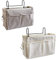 YANJINGHE 2 Stücke Betttaschen, Nachttisch Aufbewahrungstasche, Nachttisch Organizer, Hängend Aufbewahrungstasche, mit Aufhängehaken für Zimmer Bettgitter, Buch, Magazin, Kopfhörer Usw (Grau, Weiß)