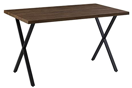 CLIPOP Esstisch Holz, Küchentisch für 4 Personen, 120/140cm Esszimmertisch, rechteckiger Esstisch mit Metallbeinen, für Esszimmer Küche (Braun, 80x120cm)
