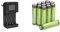 Amazon Basics Piles Rechargeables AAA Haute capacité 850 mAh (Lot de 12) - Pré-chargées & Chargeur de Piles numérique et Intelligent, pour 4 Piles AA, AAA