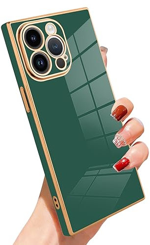 SAKUULO for iPhone 11 Pro Max Case Cute Plating Gold Square Case for Women Girls Soft TPU Shockproof Raised Full Camera Protection Electroplate Bumper Cover for iPhone 11 Pro Max-Green