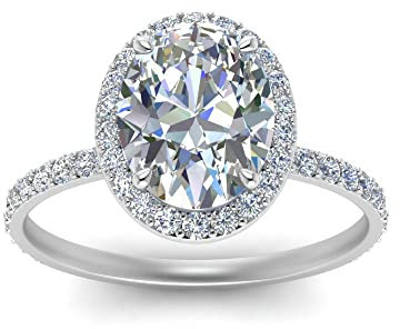 One Carat Oval Halo Diamond Ring Sterling Silver Created Cubic Zircon Oval Shape White Color Petite Engagement Rings Prong Setting in Size Z1 Handcraft Chakra Healing SR-D1192-OVAL-WCZ-Z1