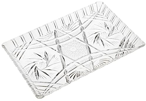 SIDCO Tablett Glasdekor Kuchenplatte Kuchenteller Servierplatte rechteckig 29x17cm