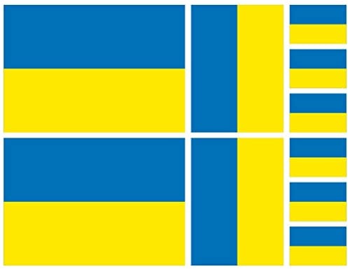Samunshi® Aufkleber Set Ukraine Autoaufkleber 10 Flaggen Set 15cm Set Ukraine