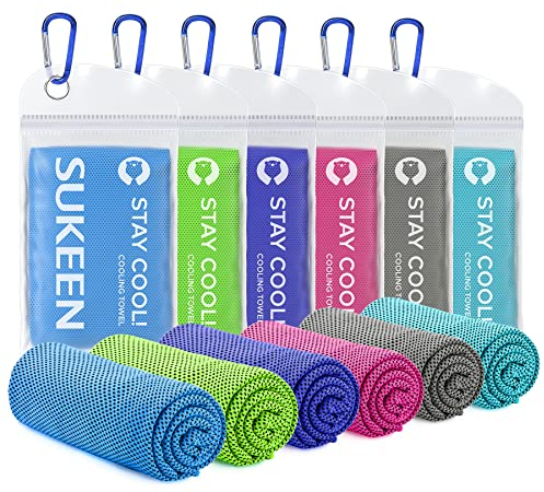 Sukeen Kühlhandtuch Kühltuch 6 Stück(100 x 30 cm),Kühlendes Handtuch Fitness Handtuch Cooling Towel Gym Handtuch Golf Handtuch Yoga Handtuch KüHlendes Sporthandtuch Kühltücher Hals Kühlendes Bandana