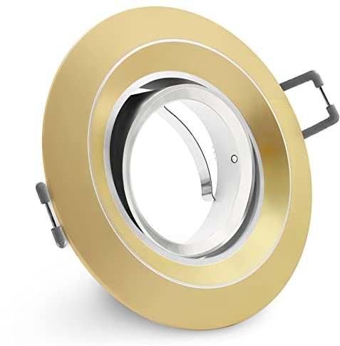 CONCEPTRUN LED Einbaustrahler rund schwenkbar Gold Messing Optik Einbauleuchte Strahler 68mm-95mm Einbaudurchmesser inkl. Fassung GU10 230V (Modell: RD41)