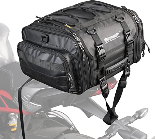 Rhinowalk Motor Gepäckträgertasche Motorrad Sitztasche Wasserdicht Reisegepäck Erweiterbar 19-26L Schwarz (MT4026)