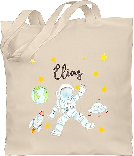 Baumwolltasche - Weltall - Astronaut Kinder Raumfahrt Weltraum Planet Geschenk - Unisize - Naturweiß - kind beutel planeten name tasche kindergarten jutebeutel nasa sternenhimmel jutetasche rakete
