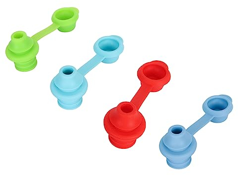 AUNMAS 4Pcs Sipping Spout, Silicone Bottle Top Spout Water Bottle Spout Bottle Top Sippy Spout Water Bottle Cap Adapter Replacement for Toddlers (Red, Blue, Green, Light Blue)