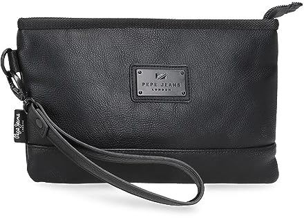 Pepe Jeans Egham Handtasche, Schwarz, 25 x 16 x 1 cm, Polyester, Schwarz, Talla única, handtasche