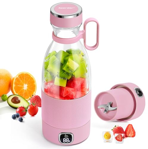 Tragbarer Mixer, 350 ml Mixer Smoothie Maker mit Intelligentem LED-Display, Wiederaufladbarer USB Mixer für Fitness, Reisen und Arbeit
