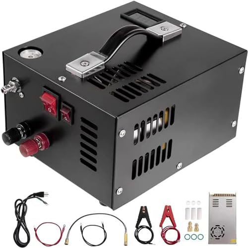 Air Compressor, 300bar Adjustable Auto-Stop High-Pressure Compressor, LCD Display Version, Equipped with Water Cooling, Diving Bottle Pcp Air Guns Charging with Adapter