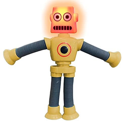 itrimaka Robot Suction Toy - Retractable Suction Cup Robot Toy | Educational Sensory Toy with LED Light for Kids