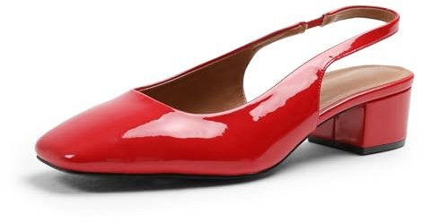 Womens Mid High Block Heel Court Shoes Ladies Comfort Support Work Pumps Formal Smart Office Low Heeled Rear Strap Slip On Dolly Wide Fit Fitting Shoes