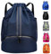 Daimix Sports Gym Kordelzug Rucksack mit Schuhfach, wasserdichte Tasche & Wasserflaschenhalter für Damen und Herren (Dunkelblau), Dunkelblau