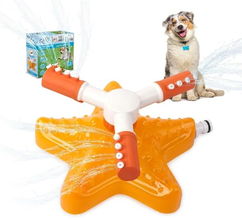 All For Paws Chill-Out Dog Outdoor Water Sprinkler Toy, 360-Rotation Backyard Garden Slashing Toy For Dogs, Puppy Outdoor Water Toys for Summer