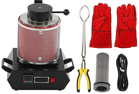 Kit de Horno de Fundición, Horno de Fusión de Oro de 3 Kg, Fundición de Horno de Fundición Eléctrica para Joyería Metal Oro Plata (Enchufe europeo 220V)