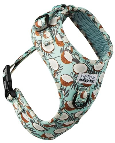 Hundegeschirr für mittelgroße Hunde | Arizona Hotdogs Softgeschirr Coconut | Kokosnuss-Muster Hellblau (M)