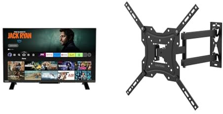 Toshiba 32WF2F53DB HD Ready Smart Fire TV & GRIFEMA GB1004 Swivel TV Wall Bracket, for 26-55 inch Screens, for Flat & Curved TV up to 30KG, Tilt (+ 5°,-10°), VESA Mount 75x75MM to 400X400MM,Black