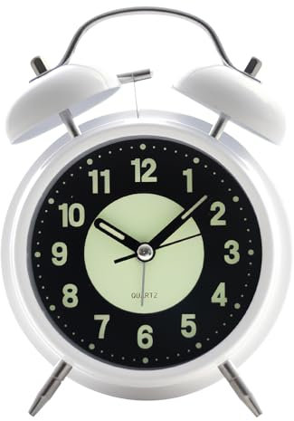 APOMOONS Alarm Clock, Kids Alarm Clock for Heavy Sleepers with Non Ticking Twin Bell and Large Digits, Loud Vintage Battery Retro Alarm Clock, Wind up Clock with Night Light for Bedside, Bedroom