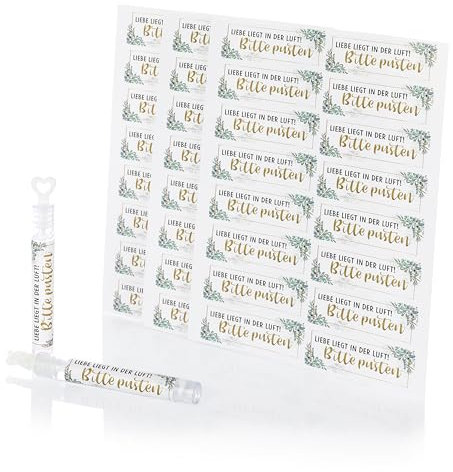Nordstern Seifenblasen Hochzeit Aufkleber 48er Set - Selbstklebende Hochzeitssticker für Seifenflüßigkeit als Deko und Gastegeschenk - 6 x 2 cm